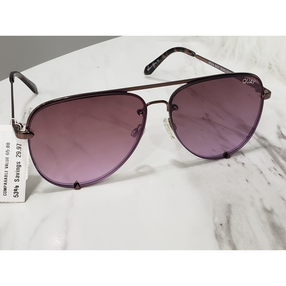 Quay Australia Aviator Sunglasses High Key Mini Rimless 126 Pilot Double Rim